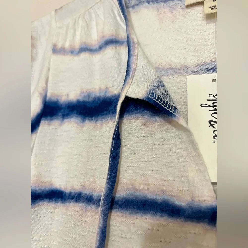 NWT Style & Co. Blue and White Tie Dye Stripes Top